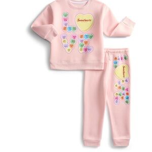 BRAND NEW Sweethearts Candy Toddler Graphic Sweatshirt and Jogger Pants Set 2T